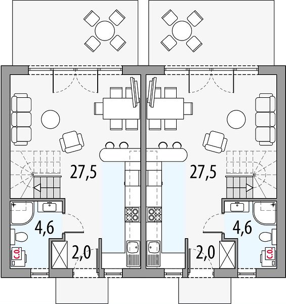 План 1 этажа дома CKH-1861-96 План 1 этажа дома CKH-1861-96