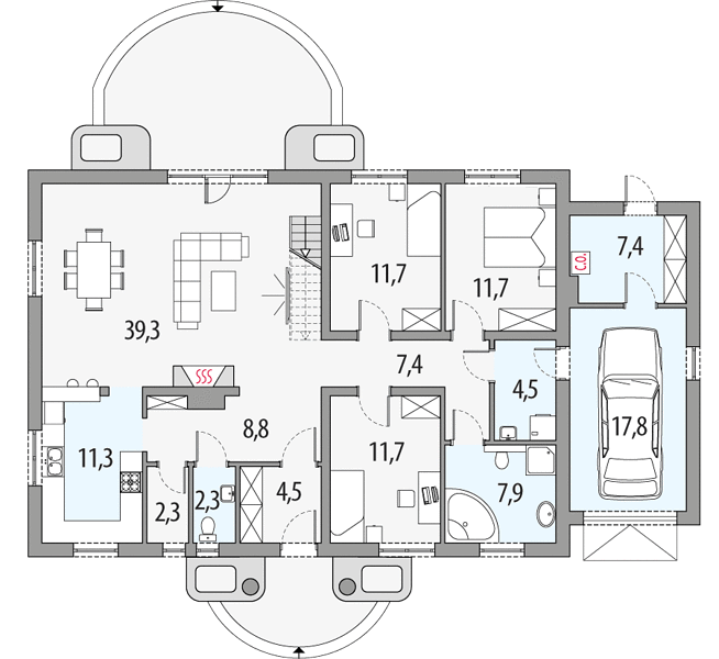 План 1 этажа дома IHI-2522-14 План 1 этажа дома IHI-2522-14