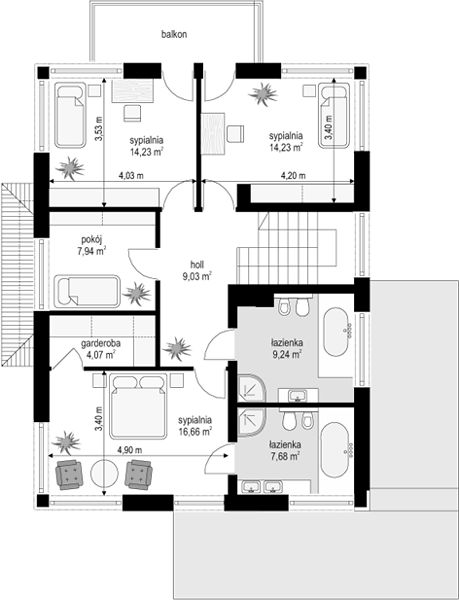 План 2 этажа дома CDH-4192-33 План 2 этажа дома CDH-4192-33