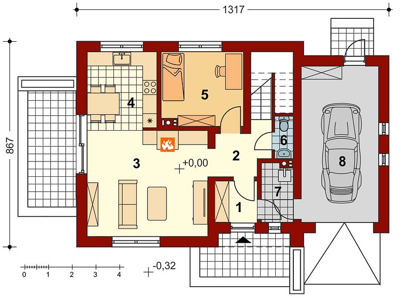 План 1 этажа дома DDH-1658-86 План 1 этажа дома DDH-1658-86