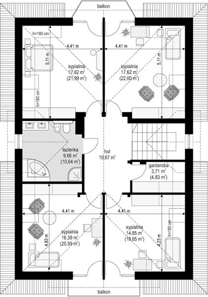 План 2 этажа дома HKF-2816-96 План 2 этажа дома HKF-2816-96