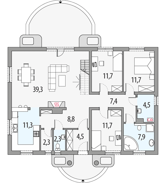 План 1 этажа дома IBH-7527-57 План 1 этажа дома IBH-7527-57