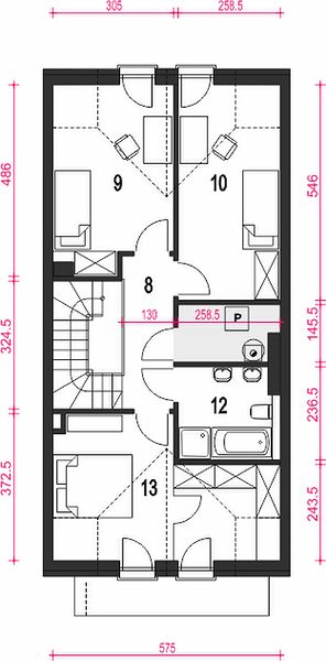 План 2 этажа дома FFH-8695-43 План 2 этажа дома FFH-8695-43