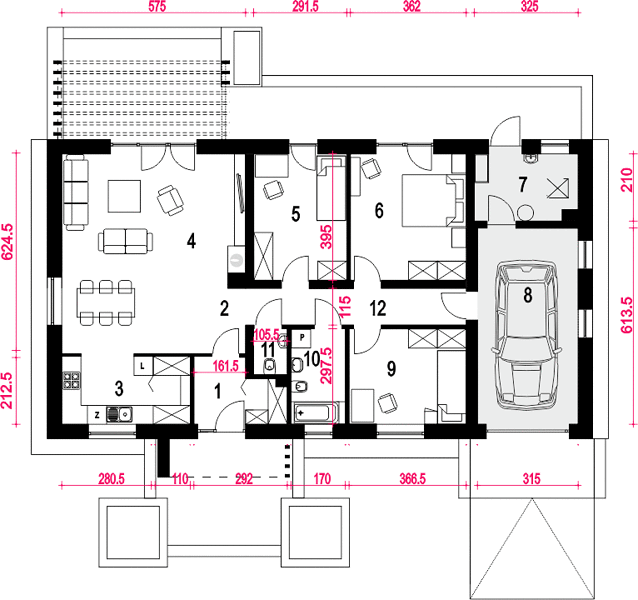 План 1 этажа дома FIC-9961-36 План 1 этажа дома FIC-9961-36